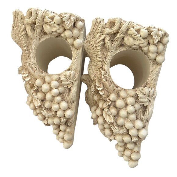 VTG Doves Grapes Grape Leaves  Drapery Curtain Rod Wall Sconce Corbel Holders - Picture 4 of 11